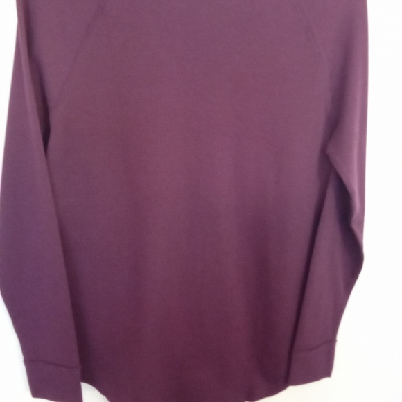 Kismet Burgundy  Long Sleeve Thermal V Neck Tee Shirt - Picture 12 of 12